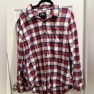 Y2K VTG Hollister Red Blue White Plaid Button-Down Flannel